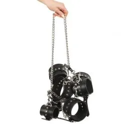 ZADO Metall-bindesett Med Skinnmansjetter -Onaniprodukter butikk 13228 zado metal l nkes t med l der manchetter q100 04