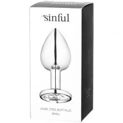 Sinful Jewel Metal Buttplug Liten -Onaniprodukter butikk 14530 sinful jewel butt plug i staal lille 10 package q100 1 1