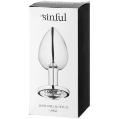 Sinful Jewel Stål Buttplug Stor -Onaniprodukter butikk 14533 sinful jewel butt plug i staal stor 10 package q100 1 1