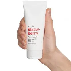 Sinful Glidemiddel Med Jordbærsmak 100 Ml -Onaniprodukter butikk 14782 sinful glidecreme med jordbaer smag 100 ml 50 hand q100