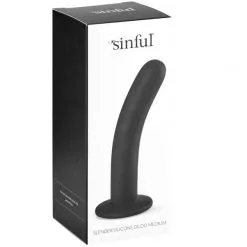 Sinful Slender Silikon Dildo Medium -Onaniprodukter butikk 16637 sinful slender silikone sort dildo medium q100 01