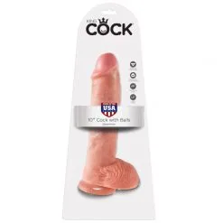 King Cock Realistisk Dildo Med Baller 25,4 Cm -Onaniprodukter butikk 17236 king cock realistisk dildo med kugler 25 cm 08