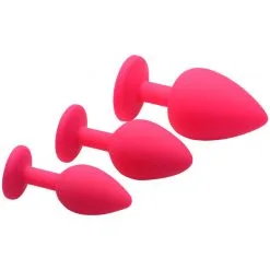 Frisky Pink Pleasure Buttplugg Sett -Onaniprodukter butikk 18309 frisky pink pleasure anal plug saet 03 q100