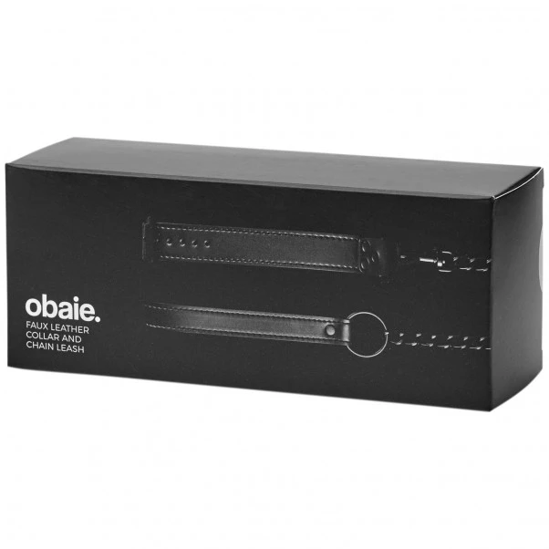 Obaie Imitert Lær Halsbånd Med Kjede - Bilde 6