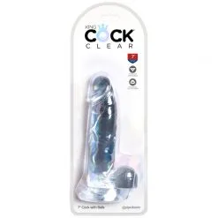 King Cock Clear Dildo Med Baller 18 Cm -Onaniprodukter butikk 22360 king cock clear dildo med kugler 18 cm q 100 05