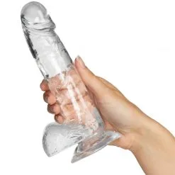 King Cock Clear Dildo Med Baller 18 Cm -Onaniprodukter butikk 22360 king cock clear dildo med kugler 19 cm 05 hand q100
