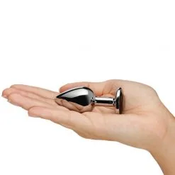 Sinful Black Jewel Metal Analplugg Liten -Onaniprodukter butikk 23040 sinful black jewel stal butt plug lille 05 hand q100