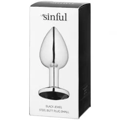 Sinful Black Jewel Metal Analplugg Liten -Onaniprodukter butikk 23040 sinful black jewel stal butt plug lille 10 package q100