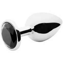 Sinful Black Jewel Metal Analplugg Stor -Onaniprodukter butikk 23042 sinful black jewel stal butt plug large 02 q100