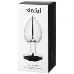 Sinful Black Jewel Metal Analplugg Stor -Onaniprodukter butikk 23042 sinful black jewel stal butt plug large 10 package q100
