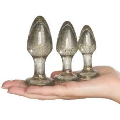 Ouch! Glitter Analpluggsett 8 Ouch! Glitter Analpluggsett -Onaniprodukter butikk 24689 ouch butt plug set 50 hand q100