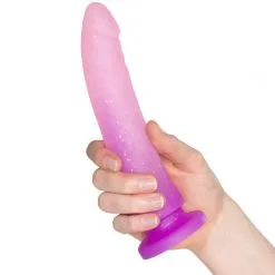 Baseks Gradient Glitter Medium Dildo 20 Cm -Onaniprodukter butikk 25138 baseks gradient glitter dildo medium lilla 50 hand