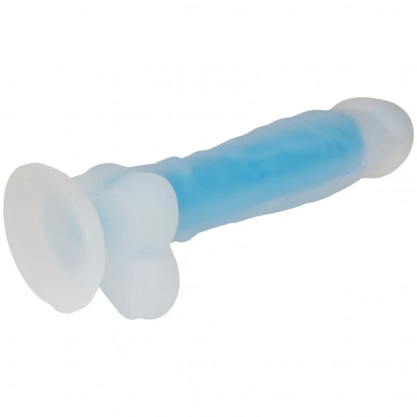 Baseks Glow In The Dark Blå Dildo 21,5 Cm. 6 Baseks Glow In The Dark Blå Dildo 21,5 Cm. - Bilde 4