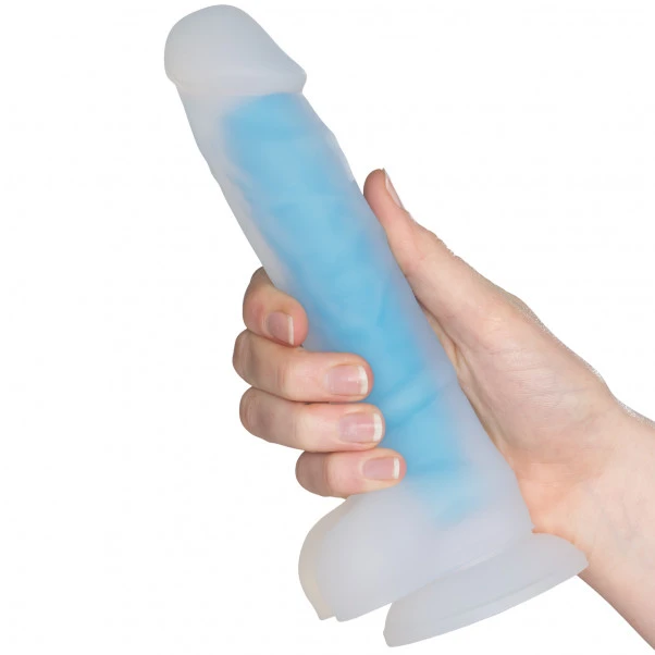 Baseks Glow In The Dark Blå Dildo 21,5 Cm. 8 Baseks Glow In The Dark Blå Dildo 21,5 Cm. - Bilde 6