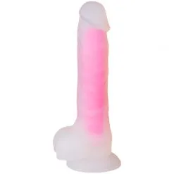Baseks Glow In The Dark Rosa Dildo 21,5 Cm -Onaniprodukter butikk 25146 baseks glow in the dark dildo pink 03 product