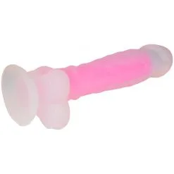 Baseks Glow In The Dark Rosa Dildo 21,5 Cm -Onaniprodukter butikk 25146 baseks glow in the dark dildo pink 04 product