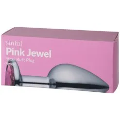 Sinful Pink Jewel Liten Metal Analplugg -Onaniprodukter butikk 26789 sinful pink jewel steel butt plug small 90 pack q100