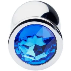 Sinful Blue Jewel Medium Metal Analplugg -Onaniprodukter butikk 26790 sinful blue jewel steel butt plug medium 03 product q100 2