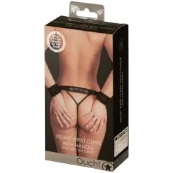 Au! Velvet Wrist Cuffs With Handle -Onaniprodukter butikk 26798 ouch adjustable velcro handcuffs with handle 90 package q100