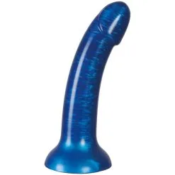 Baseks Metallic Blå Silikondildo 18 Cm -Onaniprodukter butikk 26843 baseks metallic blue silicone dildo 02 product q100