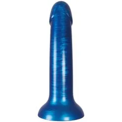 Baseks Metallic Blå Silikondildo 18 Cm -Onaniprodukter butikk 26843 baseks metallic blue silicone dildo 03 product q100