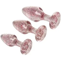 Baseks Pink Glitter Analpluggsett -Onaniprodukter butikk 27117 baseks pink glitter butt plug set 02 product q100