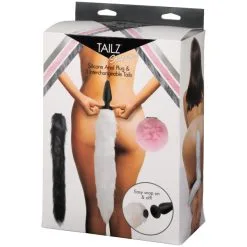 Tailz Analplugg Med 3 Halefester -Onaniprodukter butikk 27341 tailz remote controlled butt plug with 3 tail attachments 90 pack q100