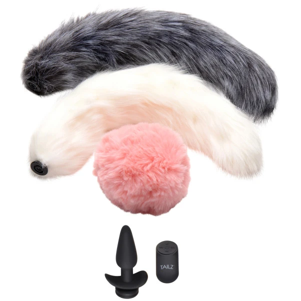 Tailz Snap On! Fjernstyrt Analplugg Med 3 Halefester 3 Tailz Snap On! Fjernstyrt Analplugg Med 3 Halefester