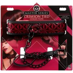Master Series Crimson Tied Halsbånd Med Lenke -Onaniprodukter butikk 27452 master series crimson tied collar with leash 90 pack q100