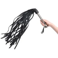Zado Broad Skinnflogger Med Stålhåndtak 55 Cm -Onaniprodukter butikk 27504 zado broad leather flogger with steel handle 50 hand 2 q100