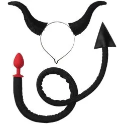 Tailz Djevel Hale Analplugg Og Horn Sett -Onaniprodukter butikk 27682 tailz devil tail and horns butt plug set 01 product q100 1