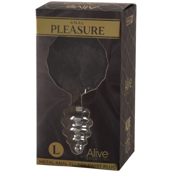 Alive BDSM Line Metall Svart Fluffy Twist Analplugg L 6 Alive BDSM Line Metall Svart Fluffy Twist Analplugg L - Bilde 4
